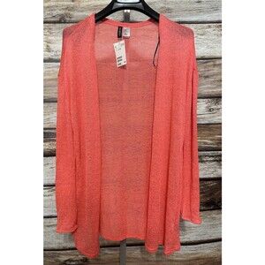 H&M Divided Melon Knit V-Neck Long Sleeve Open Front Cardigan Medium New